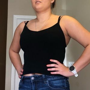 Large black cropped tank top